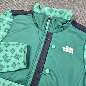 The North Face Jacket Womens Small Green Fleece Softshell Hybrid‎ Zip Snap Front